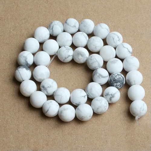 Natürlicher, matt polierter, mattrosa Zebra-Jaspis-Stein, 4/6/8/10 mm, runde, lose Perlen für die Schmuckherstellung, DIY-Armband, Halskette, 38,1 cm, matter Howlith, ca. 10 mm, 34–36 Stück von GVEKJ