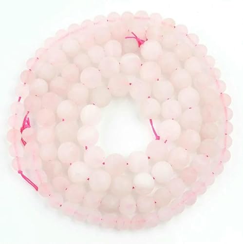 Natürlicher, matt polierter, mattrosa Zebra-Jaspis-Stein, 4/6/8/10 mm, runde, lose Perlen zur Schmuckherstellung, DIY-Armband, Halskette, 15 Zoll, matter Rosenquarz, ca. 4,0 mm, 91–93 Stück von GVEKJ