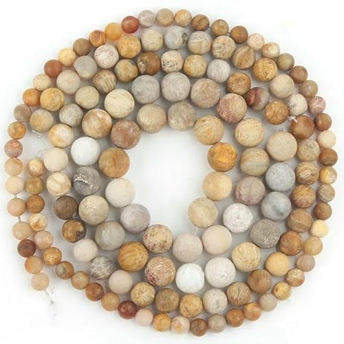 Natürlicher, matt polierter, rosa Zebra-Jaspis-Stein, 4/6/8/10 mm, runde, lose Perlen für die Schmuckherstellung, DIY-Armband, Halskette, 38,1 cm, Chrysanthemen-Achat, ca. 4,0 mm, 91–93 Stück von GVEKJ