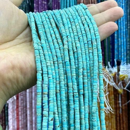 Naturstein, 2 x 4,0 mm, Rondelle, Eis, Amazonit, Chalcedon, flach, rund, lose Abstandsperlen für die Schmuckherstellung, DIY-Armbandanhänger, blau-türkis, 4 x 2 mm, 147–150 Stück von GVEKJ