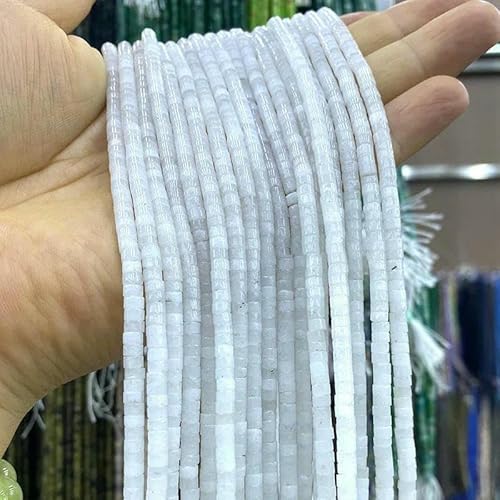 Naturstein, 2 x 4,0 mm, Rondelle, grüner Aventurin, flach, rund, lose Abstandsperlen für die Schmuckherstellung, DIY-Armband, Charms, Zubehör – weiße Jade – 4 x 2 mm, 72–75 Stück von GVEKJ