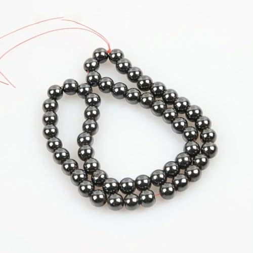 Naturstein Magnetit Hämatit Lose Perlen Magnetischer schwarzer Gallenstein für Frauen Schmuckherstellung DIY Armband Halskette Zubehör-Nicht magnetisch-8mm 50 Stück Perlen von GVEKJ