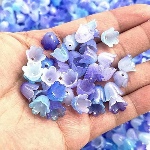 Neue 50 Stück 10 x 11 mm Acryl Convallaria Majalis Perlenkappen Schmuckzubehör Charms Armbänder Abstandsperlen für Schmuckherstellung-68 von GVEKJ