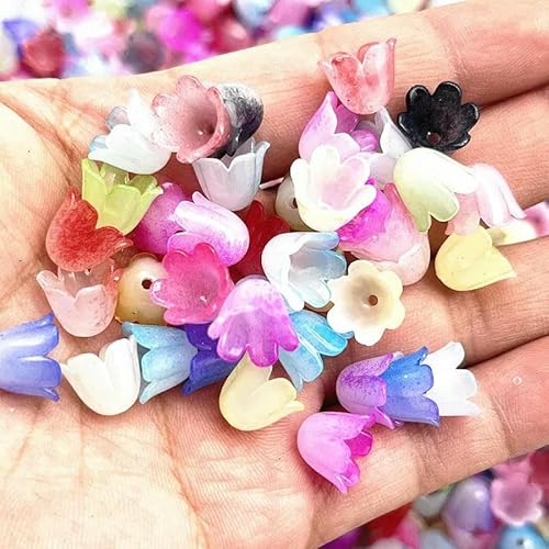 Neue 50 Stück 10 x 11 mm Acryl Convallaria Majalis Perlenkappen Schmuckzubehör Charms Armbänder Abstandsperlen für Schmuckherstellung-74 von GVEKJ