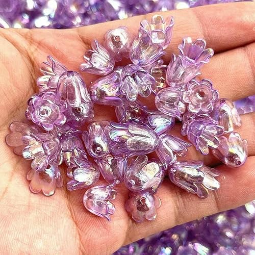 Neue 50 Stück 10 x 11 mm Acryl Convallaria Majalis Perlenkappen Schmuckzubehör Charms Armbänder Abstandsperlen für Schmuckherstellung-78 von GVEKJ