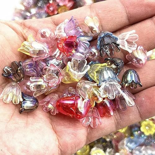 Neue 50 Stück 10 x 11 mm Acryl Convallaria Majalis Perlenkappen Schmuckzubehör Charms Armbänder Abstandsperlen für Schmuckherstellung-84 von GVEKJ