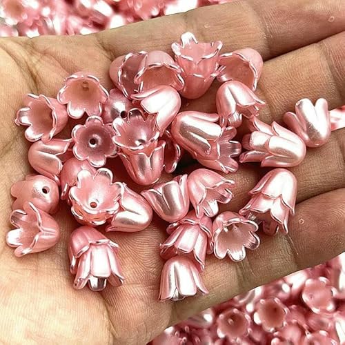 Neue 50 Stück 10 x 11 mm Acryl Convallaria Majalis Perlenkappen Schmuckzubehör Charms Armbänder Abstandsperlen für Schmuckherstellung-88 von GVEKJ