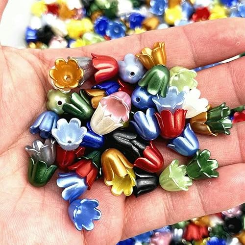 Neue 50 Stück 10 x 11 mm Acryl Convallaria Majalis Perlenkappen Schmuckzubehör Charms Armbänder Abstandsperlen für Schmuckherstellung-97 von GVEKJ