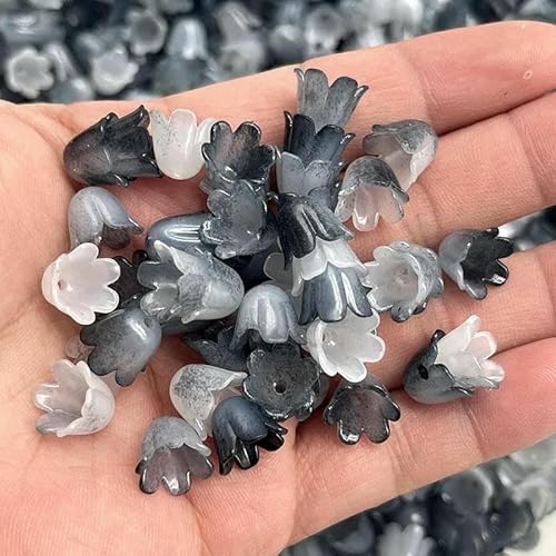 Neue 50 Stück 10 x 11 mm Acryl Convallaria Majalis Perlenkappen Schmuckzubehör Charms Armbänder Spacer Perlen für Schmuckherstellung-73 von GVEKJ