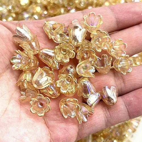 Neue 50 Stück 10 x 11 mm Acryl Convallaria Majalis Perlenkappen Schmuckzubehör Charms Armbänder Spacer Perlen für Schmuckherstellung-75 von GVEKJ