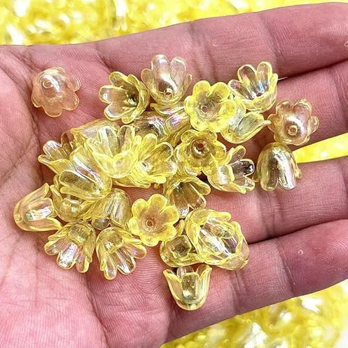 Neue 50 Stück 10 x 11 mm Acryl Convallaria Majalis Perlenkappen Schmuckzubehör Charms Armbänder Spacer Perlen für Schmuckherstellung-80 von GVEKJ
