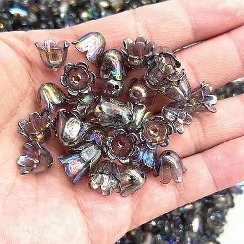 Neue 50 Stück 10 x 11 mm Acryl Convallaria Majalis Perlenkappen Schmuckzubehör Charms Armbänder Spacer Perlen für Schmuckherstellung-83 von GVEKJ