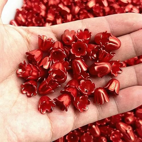 Neue 50 Stück 10 x 11 mm Acryl Convallaria Majalis Perlenkappen Schmuckzubehör Charms Armbänder Spacer Perlen für Schmuckherstellung-85 von GVEKJ