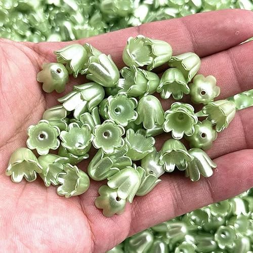 Neue 50 Stück 10 x 11 mm Acryl Convallaria Majalis Perlenkappen Schmuckzubehör Charms Armbänder Spacer Perlen für Schmuckherstellung-90 von GVEKJ