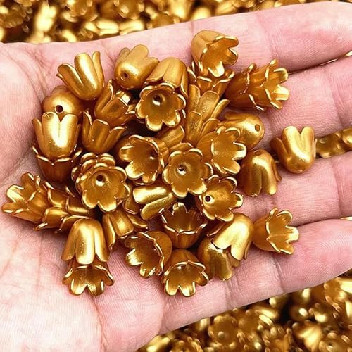 Neue 50 Stück 10 x 11 mm Acryl Convallaria Majalis Perlenkappen Schmuckzubehör Charms Armbänder Spacer Perlen für Schmuckherstellung-94 von GVEKJ