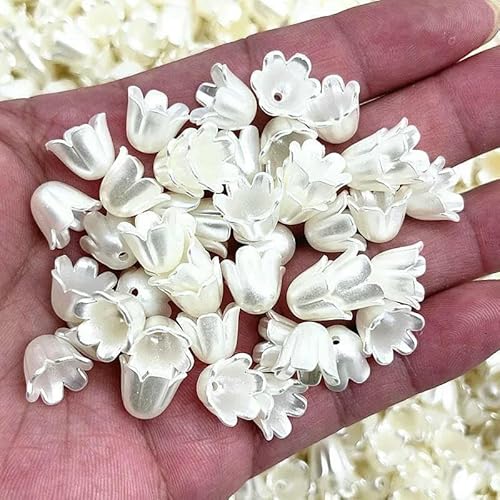 Neue 50 Stück 10 x 11 mm Acryl Convallaria Majalis Perlenkappen Schmuckzubehör Charms Armbänder Spacer Perlen für Schmuckherstellung-96 von GVEKJ
