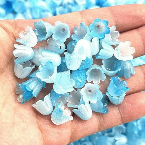 Neue 50 Stück 10 x 11 mm Acryl-Perlen „Convallaria Majalis“ für Schmuckzubehör, Charms, Armbänder, Abstandsperlen für die Schmuckherstellung, 72 von GVEKJ