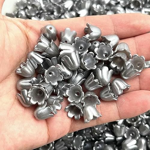 Neue 50 Stück 10 x 11 mm Acryl-Perlen „Convallaria Majalis“ für Schmuckzubehör, Charms, Armbänder, Abstandsperlen für die Schmuckherstellung, 92 von GVEKJ