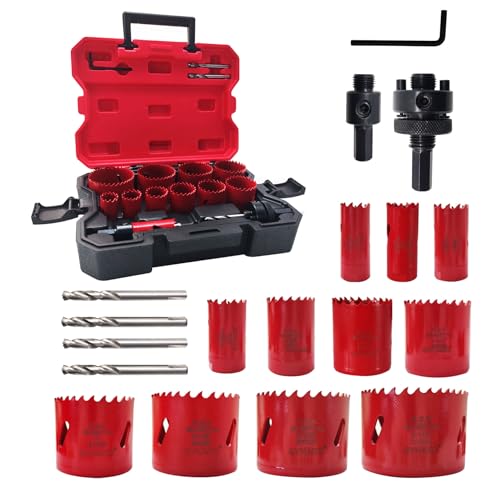GVHAKG Lochsäge Set,16 tlg M42 Bi-Metall Lochsägen-Set über 8% kobalt, 11 größen Ø19-64mm Dosenbohrer Lochbohrer Kreisschneider mit 4 Bohrer für Weichmetall, Holz, PVC- und Kunststoffplatten GVHAKG Lochsäge Set,16 tlg M42 Bi-Metall Lochsägen-Set über 8% kobalt, 11 größen Ø19-64mm Dosenbohrer Lochbohrer Kreisschneider mit 4 Bohrer für Weichmetall, Holz, PVC- und Kunststoffplatten von GVHAKG