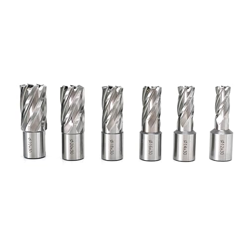 GVHAKG M2al Kernbohrersatz, 12, 14, 16, 18, 20, 22 Kernbohrer und Zentrierbohrer Schnitttiefe 30mm（7 teilig) von GVHAKG