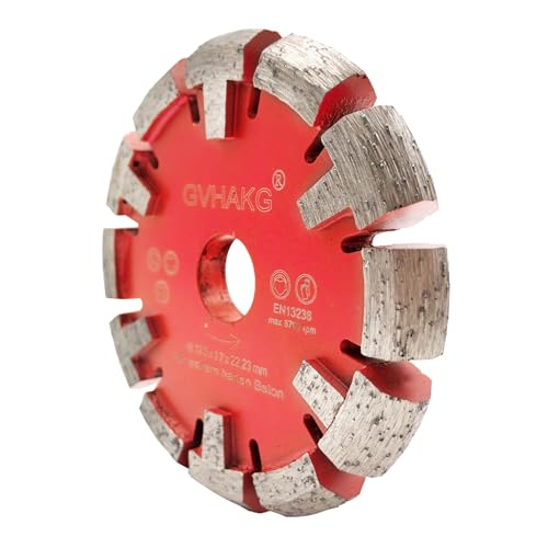 GVHAKG Tuck Point Diamant Fräser,V-Segment extrem scharf für sehr harten Estrich,sehr harte Betonböden und Entfernung,Segmentbreite 17mm, Segmenthöhe 12mm,Premium-Qualität (120x17x12x22,23mm) von GVHAKG