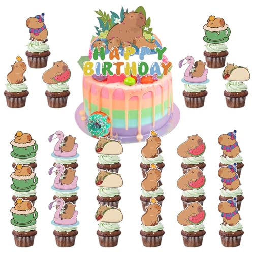 Capybara Cake Topper, 25 StüCk Capybara Party Kuchen Dekoration, Capybara Cupcake Tortenaufsatz FüR Geburtstagsfeier Cupcake-Dekoration FüR Geburtstag Party Kinder Capybara Cake Topper, 25 StüCk Capybara Party Kuchen Dekoration, Capybara Cupcake Tortenaufsatz FüR Geburtstagsfeier Cupcake-Dekoration FüR Geburtstag Party Kinder von GVMJHYK