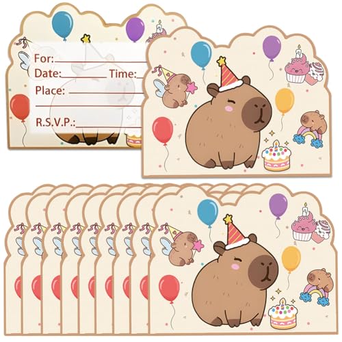 GVMJHYK Capybara Geburtstagseinladungen,10pcs Capybara Einladungskarten Für Kindergeburtstag Mit Umschlägen & Aufklebern, Capybara Geburtstag Einladung Lustige Wasser GVMJHYK Capybara Geburtstagseinladungen,10pcs Capybara Einladungskarten Für Kindergeburtstag Mit Umschlägen & Aufklebern, Capybara Geburtstag Einladung Lustige Wasser von GVMJHYK