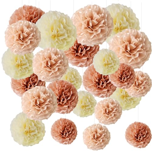 24 Stück Rose Beige Pompons Dekoration, Seidenpapier Pompons Papier Blume, Pompons Deko, Seidenpapier Pompons, für Hochzeitsparty Dekorationen, Nacktrosa, Lotuswurzel, Beige, Seidenpapier Blume Ball 24 Stück Rose Beige Pompons Dekoration, Seidenpapier Pompons Papier Blume, Pompons Deko, Seidenpapier Pompons, für Hochzeitsparty Dekorationen, Nacktrosa, Lotuswurzel, Beige, Seidenpapier Blume Ball von GVPOELR