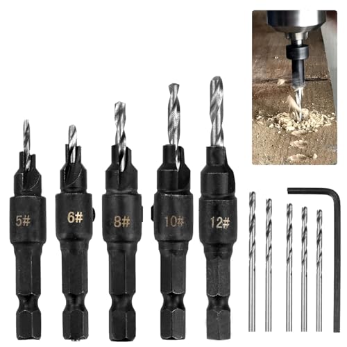 5 Stücke Bohrer Senker Holz Set, Senker Bohrer Set für Holzbearbeitung, Holzbohrer Zapfenbohrer Set, Kegelsenker Bohrer Set, Holzspiralbohrer mit Einem L Schlüssel, für Holz, DIY Holzbearbeitung 5 Stücke Bohrer Senker Holz Set, Senker Bohrer Set für Holzbearbeitung, Holzbohrer Zapfenbohrer Set, Kegelsenker Bohrer Set, Holzspiralbohrer mit Einem L Schlüssel, für Holz, DIY Holzbearbeitung von GVPOELR