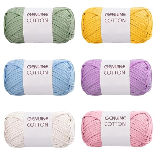 Dickes Garn Baumwolle, 6 x 50g Baumwolle Häkelwolle, Häkelgarn für Anfänger, Anfänger Crochet Yarn, für Kleidung, Decken, Taschen, Pullover Dickes Garn Baumwolle, 6 x 50g Baumwolle Häkelwolle, Häkelgarn für Anfänger, Anfänger Crochet Yarn, für Kleidung, Decken, Taschen, Pullover von GVPOELR