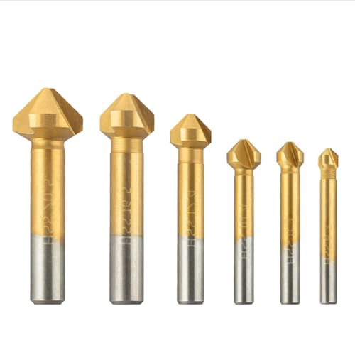 Kegelsenker Satz, 6 Stück Senker Metall, Kegelsenker Satz Senker Set, Kegelsenker Set, Kegelsenker Bohrer, für Edelstahl Gusseisen Aluminium Kupfer Kunststoff, Gold Kegelsenker Satz, 6 Stück Senker Metall, Kegelsenker Satz Senker Set, Kegelsenker Set, Kegelsenker Bohrer, für Edelstahl Gusseisen Aluminium Kupfer Kunststoff, Gold von GVPOELR