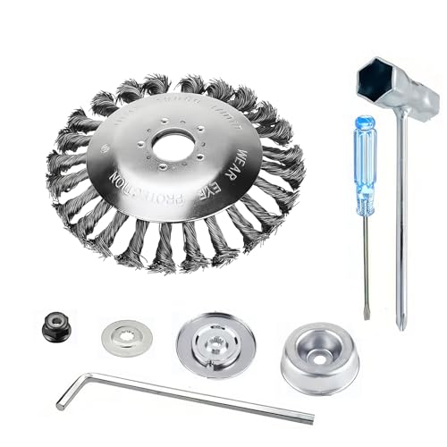 Rotationsbürste aus Stahldraht, 15,2 cm, mit Universal-Adapter-Set, robustes Drahtrad für Unkrautfresser, kompatibel mit Husqvarna, Stihl, Oregon, Hitachi Trimmern, Rostentfernung und Bürstenschneiden Rotationsbürste aus Stahldraht, 15,2 cm, mit Universal-Adapter-Set, robustes Drahtrad für Unkrautfresser, kompatibel mit Husqvarna, Stihl, Oregon, Hitachi Trimmern, Rostentfernung und Bürstenschneiden von GVRGO