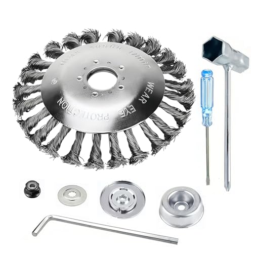 Rotationsbürste aus Stahldraht, 20,3 cm, mit Universal-Adapter-Set, robustes Drahtrad für Unkrautfresser, kompatibel mit Husqvarna, Stihl, Oregon, Hitachi Trimmern, Rostentfernung und Bürstenschneiden Rotationsbürste aus Stahldraht, 20,3 cm, mit Universal-Adapter-Set, robustes Drahtrad für Unkrautfresser, kompatibel mit Husqvarna, Stihl, Oregon, Hitachi Trimmern, Rostentfernung und Bürstenschneiden von GVRGO