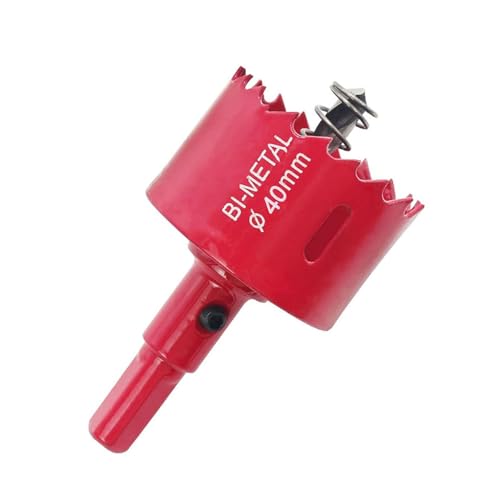 GVSS 1 Stück Bi-Metall-Lochsäge, 40 mm, Rot, M42 HSS Bimetall, Lochsäge, Kreissäge mit Adapter und Zentrierbohrer, ideal für Holz, Kunststoff, Metall und Trockenbau GVSS 1 Stück Bi-Metall-Lochsäge, 40 mm, Rot, M42 HSS Bimetall, Lochsäge, Kreissäge mit Adapter und Zentrierbohrer, ideal für Holz, Kunststoff, Metall und Trockenbau von GVSS
