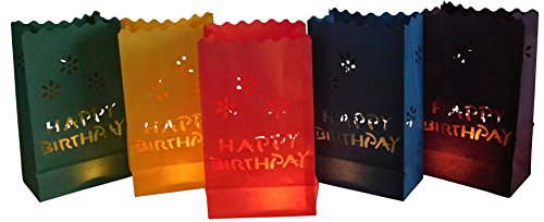 10 Stück Papier Lichttüten Lichtertüten Geburtstag Happy Birthday bunt für Teelichter Kerzen Kerzenhalter Deko Tischdeko von GW Handels UG