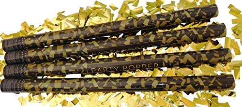 5x Konfettikanone Gold 40 cm Hochzeit Party Popper Konfetti Shooter Party Kanonen Party Poppers Confetti Kanone von GW Handels UG