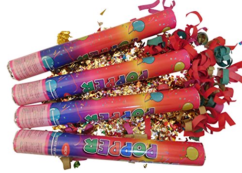 5x Konfettikanone Bunt 40 cm Party Popper Konfetti Shooter Party Kanonen Party Poppers Confetti Kanone von GW Handels UG