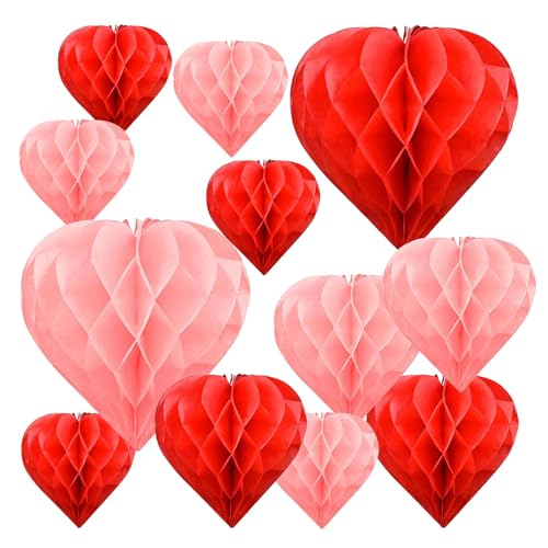 GWAWG 12 x wiederverwendbare Valentinstagsdekorationen, Premium-Dekoration, Valentinstags-Herz-Hängedekorationen, rote hängende Herz-Dekoration für Verlobung, Hochzeit, Jahrestag, Dekorationen GWAWG 12 x wiederverwendbare Valentinstagsdekorationen, Premium-Dekoration, Valentinstags-Herz-Hängedekorationen, rote hängende Herz-Dekoration für Verlobung, Hochzeit, Jahrestag, Dekorationen von GWAWG