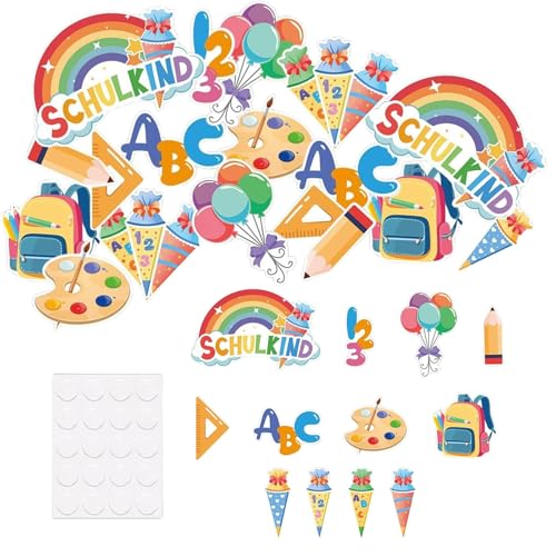 GWAWG 120 Stück Deko Konfetti Bunt für Einschulung,StreudekoTischdekoration 123 ABC Bleistift Schultüte,2025 Mädchen Junge Schulkind,Einschulung Deko. von GWAWG