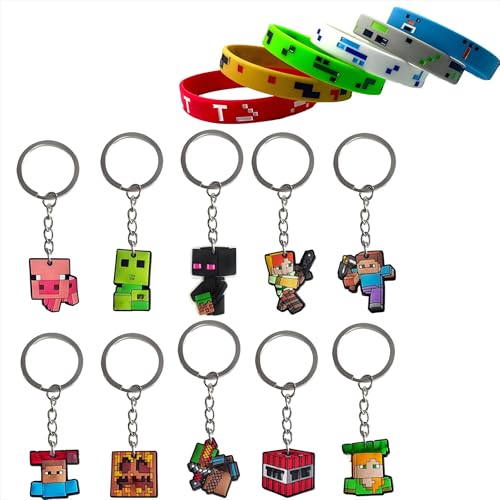 GWAWG 16-teiliges Cartoon-Sets, niedliche Schlüsselanhänger, Gummi-Armband, Gamer-Partygeschenke für Erwachsene, Kinder, Geburtstag, Spiel, Partyzubehör, Weihnachtsgeschenkfüller GWAWG 16-teiliges Cartoon-Sets, niedliche Schlüsselanhänger, Gummi-Armband, Gamer-Partygeschenke für Erwachsene, Kinder, Geburtstag, Spiel, Partyzubehör, Weihnachtsgeschenkfüller von GWAWG
