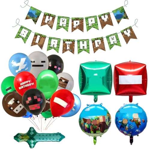 GWAWG 19 Stück Happy Birthday Ballon-Banner Folienballons für Gaming-Themenparty-Zubehör, Dekoration, 6. Gaming-Geburtstagsdekoration, Gaming-Themenparty-Zubehör GWAWG 19 Stück Happy Birthday Ballon-Banner Folienballons für Gaming-Themenparty-Zubehör, Dekoration, 6. Gaming-Geburtstagsdekoration, Gaming-Themenparty-Zubehör von GWAWG