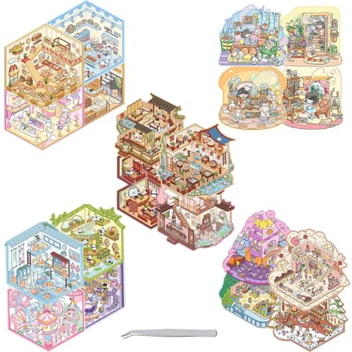 GWAWG 20 Themen-3D-Landschafts-Aufkleber-Buch mit Pinzette, DIY-Landschafts-Aufkleber-Sammlung für Journaling, Scrapbooking, Raumdekoration, kreatives Schreibwaren-Set, Basteln, Geschenke für Kinder von GWAWG
