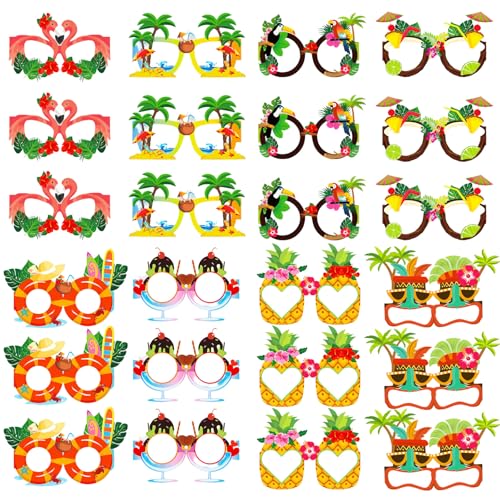 GWAWG 24 Stile Hawaii Party Brillen Maske,Hawaii Tropisch Papier Partybrillen TIKI Luau Party Gastgeschenke,Luau Party Papierbrillen,hawaiianisches tropisches Kostümzubehör für Hallo Sommer Party Zube GWAWG 24 Stile Hawaii Party Brillen Maske,Hawaii Tropisch Papier Partybrillen TIKI Luau Party Gastgeschenke,Luau Party Papierbrillen,hawaiianisches tropisches Kostümzubehör für Hallo Sommer Party Zube von GWAWG