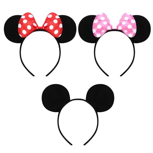 GWAWG 3 Stück Maus Ohr Stirnband, Mickey Mouse Ohren, Ohren Mouse Haarreifen, Minnie Mouse Ohren für Karneval, Fasching, Halloween Party Kostüme GWAWG 3 Stück Maus Ohr Stirnband, Mickey Mouse Ohren, Ohren Mouse Haarreifen, Minnie Mouse Ohren für Karneval, Fasching, Halloween Party Kostüme von GWAWG
