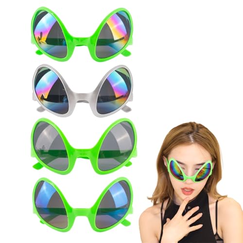 GWAWG 4 Paar Alien-Brillen, Alien-Kostüm-Sonnenbrille, Alien-Augen für Halloween, Weihnachten, Alien-Partyzubehör, Zubehör GWAWG 4 Paar Alien-Brillen, Alien-Kostüm-Sonnenbrille, Alien-Augen für Halloween, Weihnachten, Alien-Partyzubehör, Zubehör von GWAWG