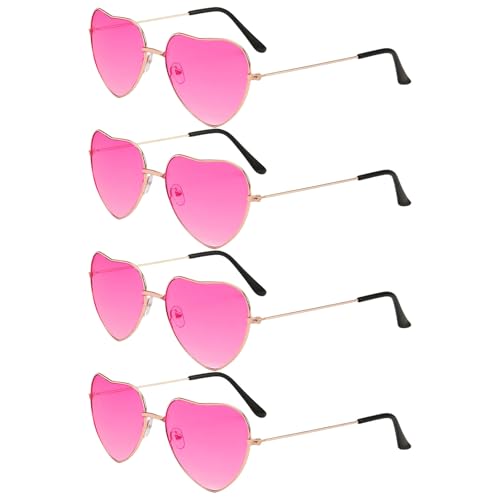 GWAWG 4 Paar Hippie-Brillen in Herzform, Retro-Sonnenbrille, 60er-70er-Jahre-Stil, Kostüm-Zubehör für Karneval und Hippie-Kostüm GWAWG 4 Paar Hippie-Brillen in Herzform, Retro-Sonnenbrille, 60er-70er-Jahre-Stil, Kostüm-Zubehör für Karneval und Hippie-Kostüm von GWAWG
