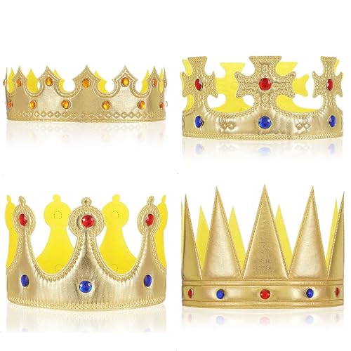 GWAWG 4 Stück König Kronen Party Hut, König Königin Kronen Kinder Geburtstag Krone, Stoff Gold Krönung Krone mit Edelsteinen, Party Hut Prinz spielen Tiara, Gold König Krone für Geburtstag GWAWG 4 Stück König Kronen Party Hut, König Königin Kronen Kinder Geburtstag Krone, Stoff Gold Krönung Krone mit Edelsteinen, Party Hut Prinz spielen Tiara, Gold König Krone für Geburtstag von GWAWG