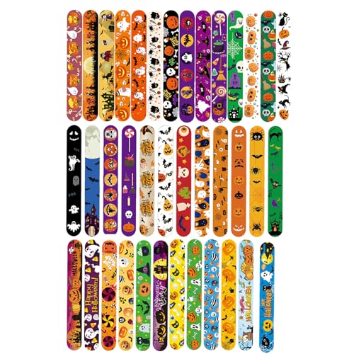 GWAWG 48 Slap-Armbänder, Halloween, Slap, Zubehör, Halloween-Party, Halloween-Armbänder, Geschenk zum Geburtstag für Kinder, Geschenke von GWAWG