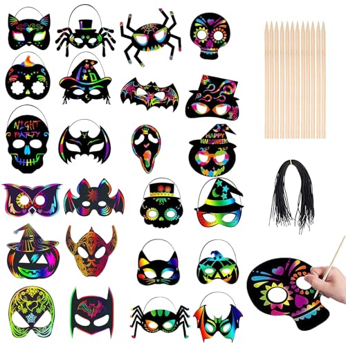 GWAWG 60 Stück Halloween-Maske für Kinder, Papier, Kratzkarte, Hexenmaske, Skelett, Kostüm, Party, Halloween, Geburtstag, Ostern, Weihnachten, Halloween, Maskerade GWAWG 60 Stück Halloween-Maske für Kinder, Papier, Kratzkarte, Hexenmaske, Skelett, Kostüm, Party, Halloween, Geburtstag, Ostern, Weihnachten, Halloween, Maskerade von GWAWG