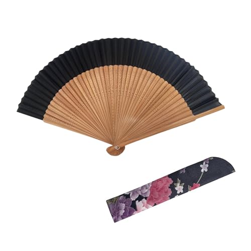 GWAWG Black Folding Fan Bamboo Oxford Kungfu Rave Fan, Foldable Hand Fan for Women, Hand Fan Asian Decoration, Summer Fender for Birthday, Party, Wedding, Photography, Wall Decoration von GWAWG